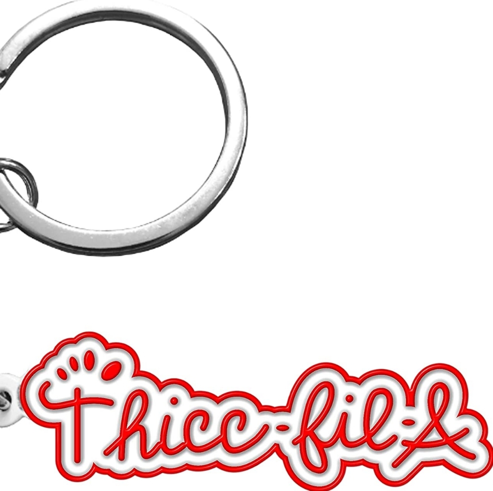 Thicc-fil-A Keychain White/Red Letters